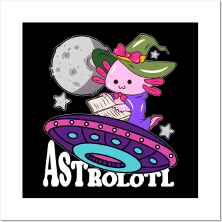 Astrolotl Axolotl Halloween Witch Funny Axolotl Witch Kawaii Posters and Art